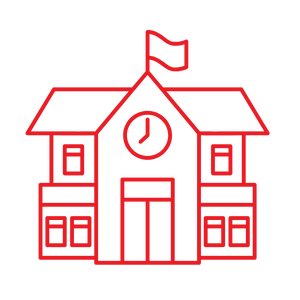 School building icon representing partner schools in New York City