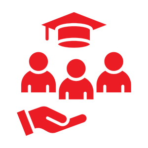 Students and graduation cap icon representing French language learners